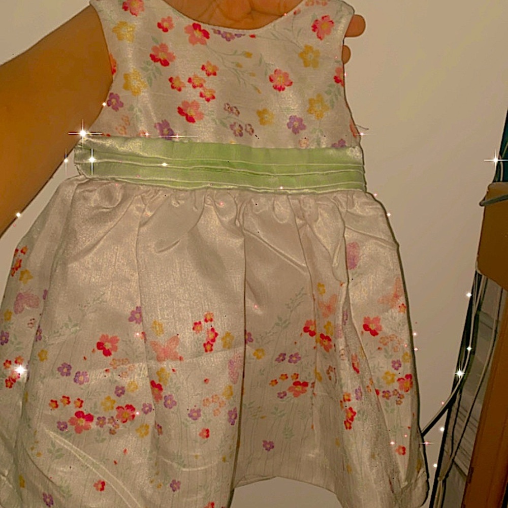I’m selling the spring dress it has flowers,butterflies and spring/ summer vibe.